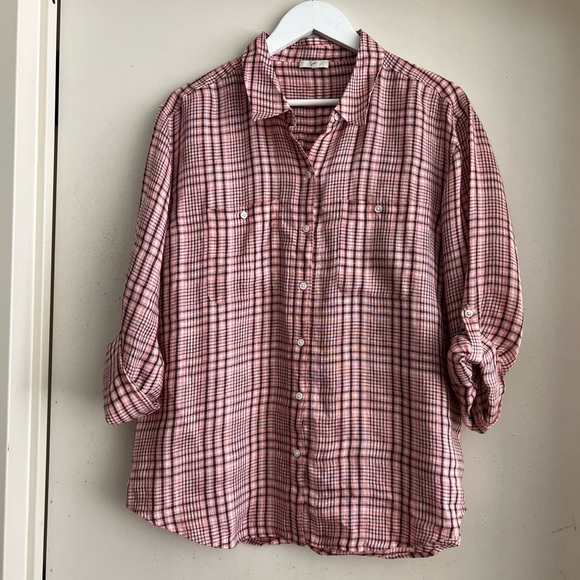 Joie Lidelle Linen Plaid Button Down - Picture 4 of 7
